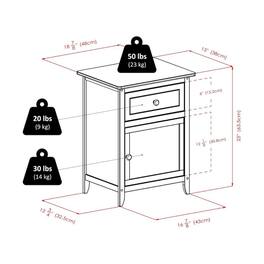 FurniFact - Farmhouse End Table With Storage Finish, Wooden Side Table And Drawer - Espresso
