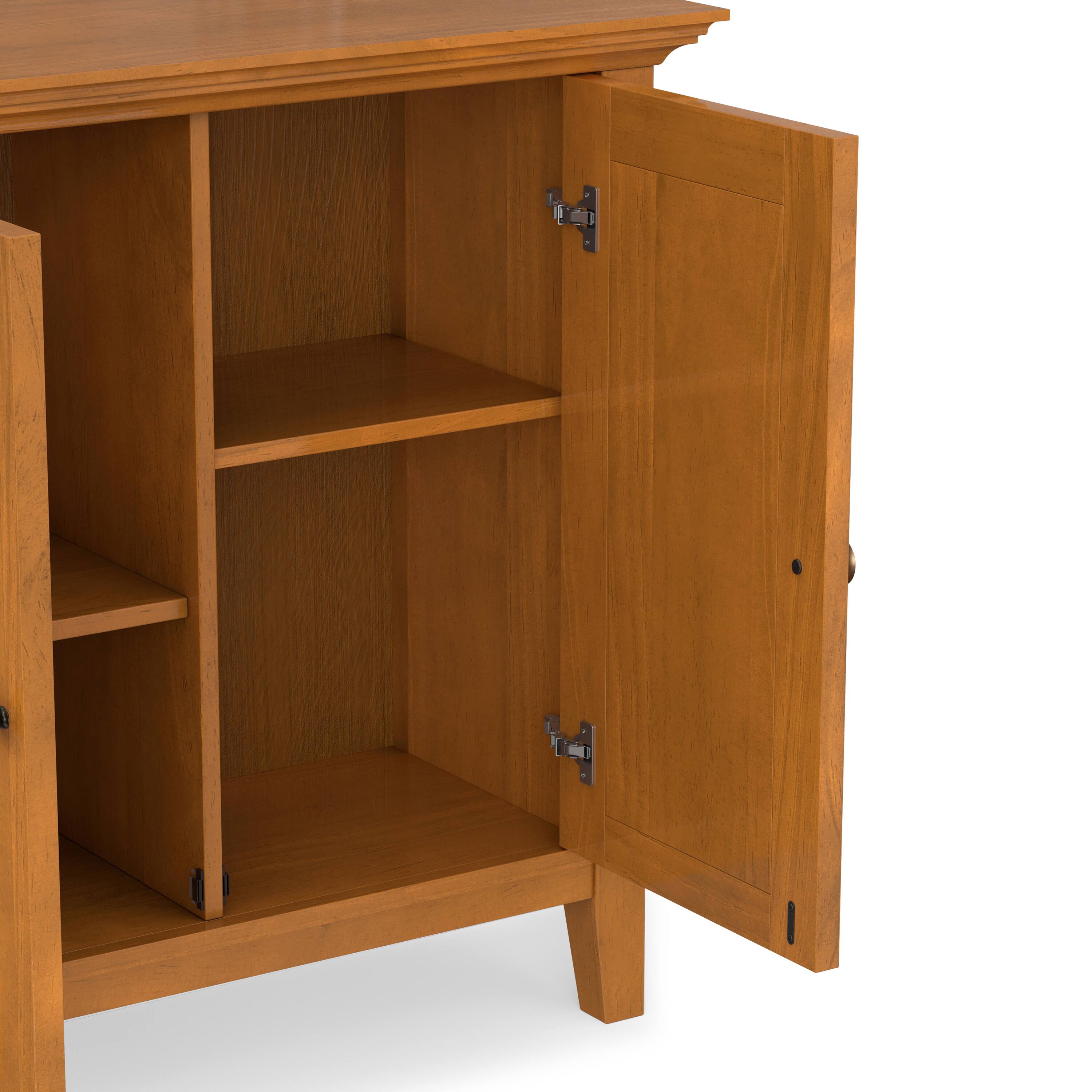 Alt View 5. Simpli Home - Simpli Home Amherst 32 inch Wide Solid Wood Transitional Low Storage Cabinet in Light Golden Brown - Light Golden Brown.