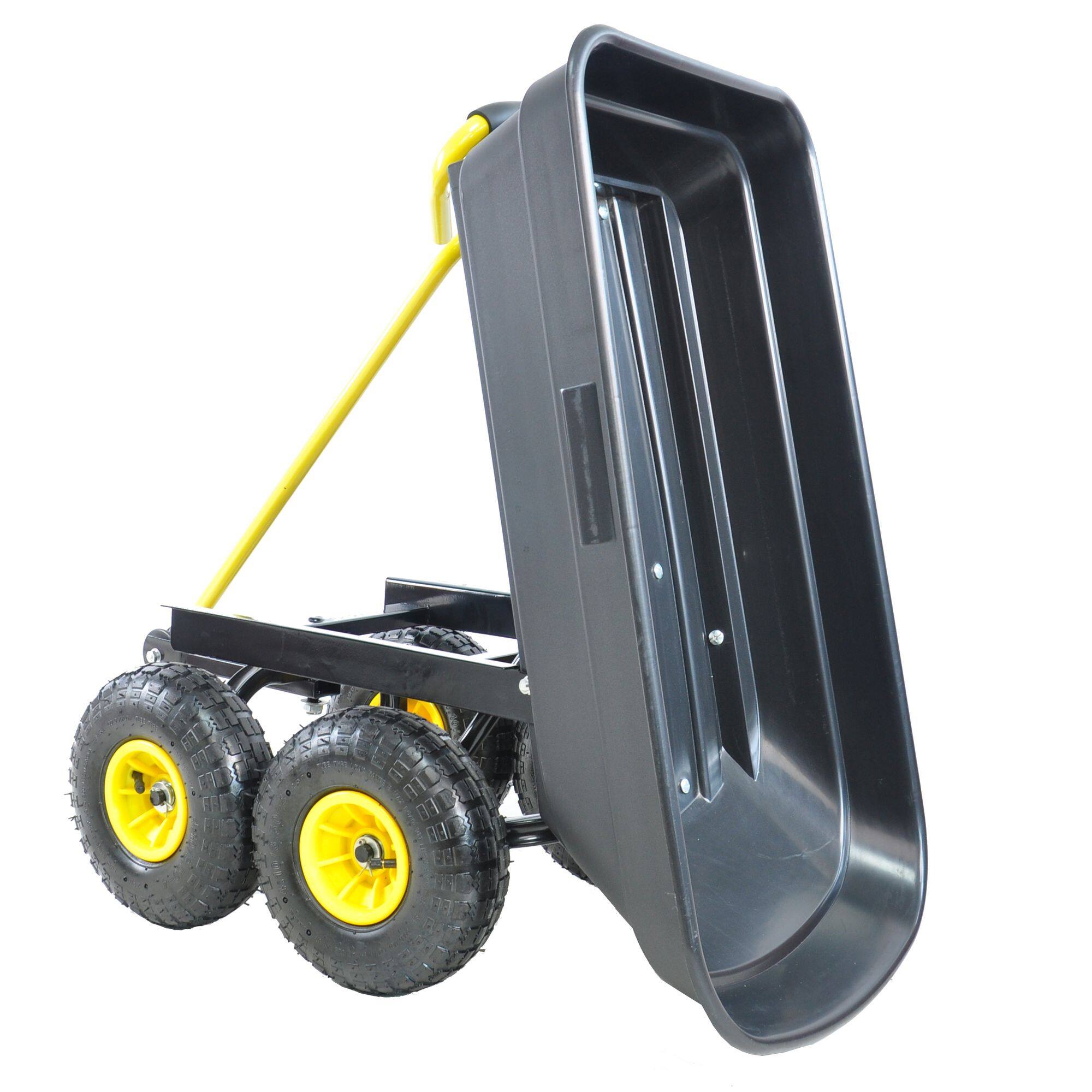 Alt View 2. Loheer - Loheer Garden Dump Cart Foldable Heavy Duty Yard Wagon with 10 Inch Pneumatic Tires 300lb Capacity for Landscaping Black.