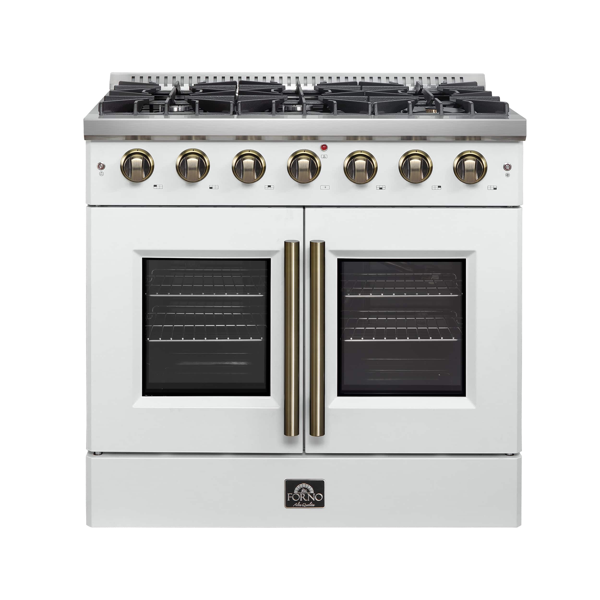 Forno Appliances - Galiano 5.36 Cu. Ft. Freestanding Gas Convection Range with French Door Design - White - Front_Zoom