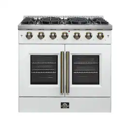 Forno Appliances - 36 in. Wide 6 Burner Galiano 5.36 Cu. Ft. Freestanding Gas Convection Range with French Door Design - White