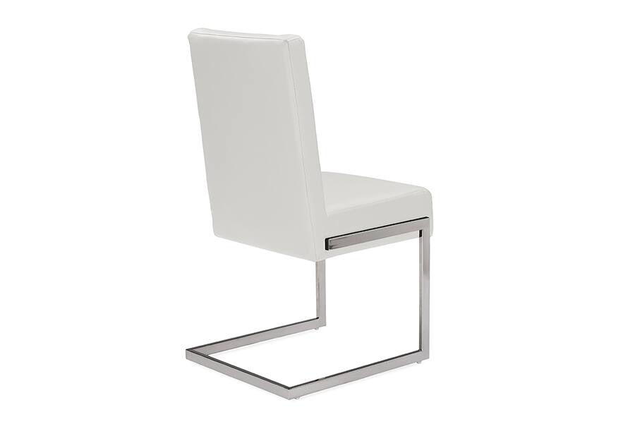 Left. Baxton Studio - Toulan Modern and Contemporary Faux Leather Upholstered Stainless Steel Dining Chair - White.