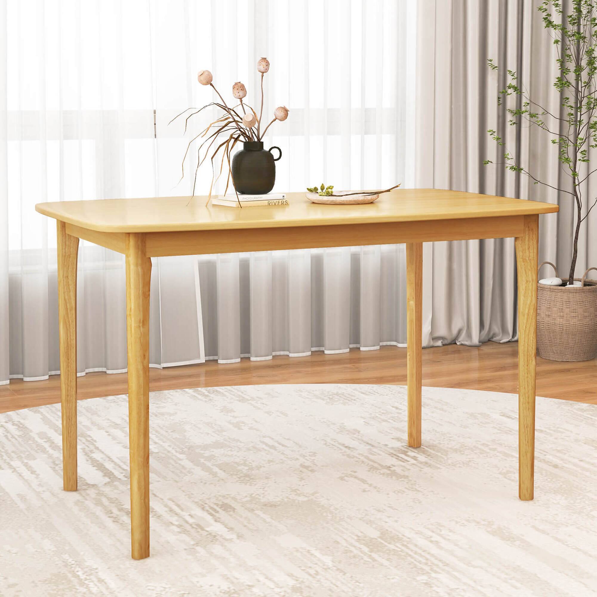 Alt View 2. Costway - 48'' Wooden Dining Table Rectangular Farmhouse Kitchen with Solid Rubber Wood Legs - Natural.