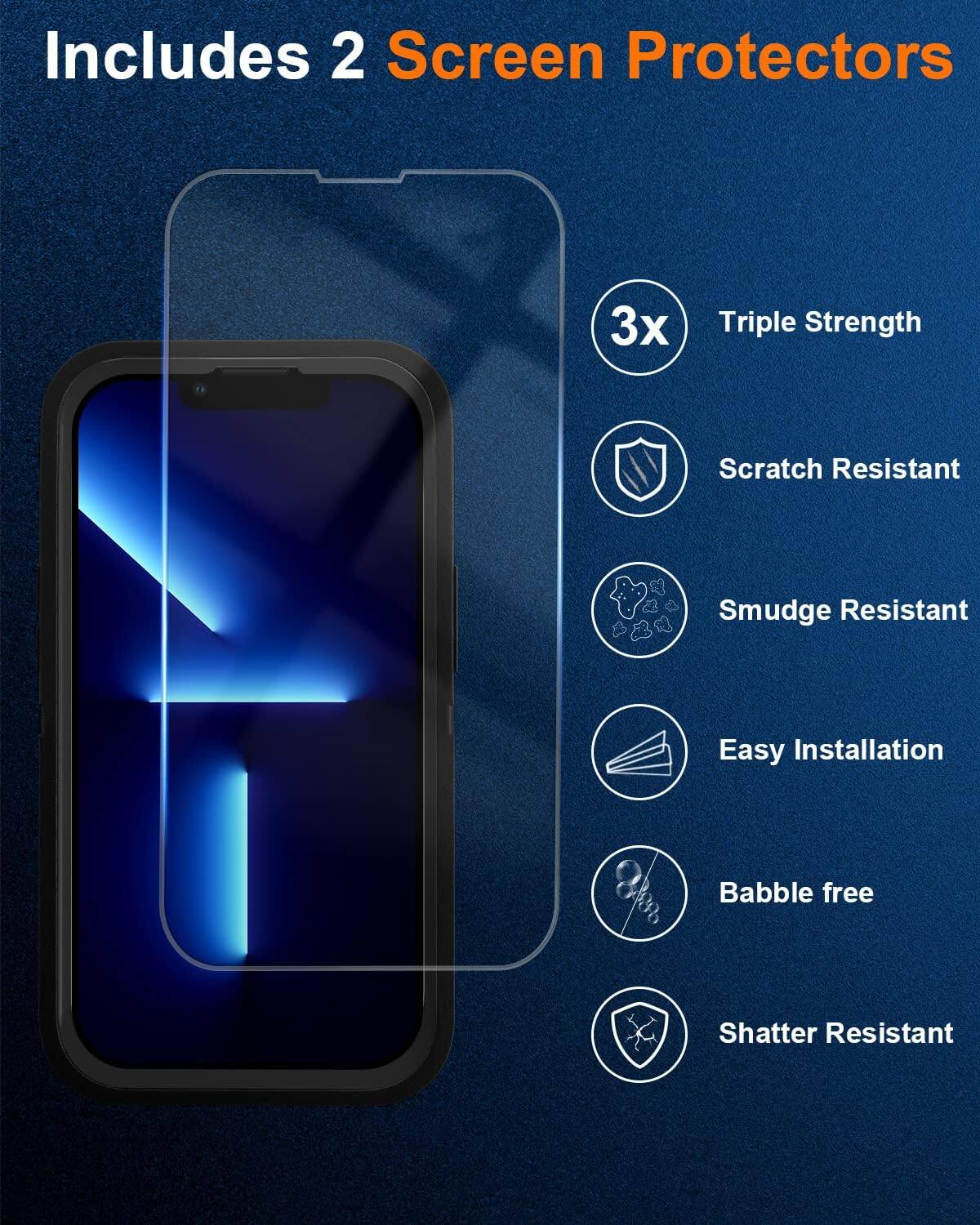 Includes 2 Screen Protectors, 3x Triple Strength, Scratch Resistant, Smudge Resistant, Easy Installation, Babble free, Shatter Resistant