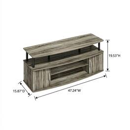 FurniFact - Gray oak entertainment center for up to 55-inch TVs with spacious storage - Grey Oak/Black