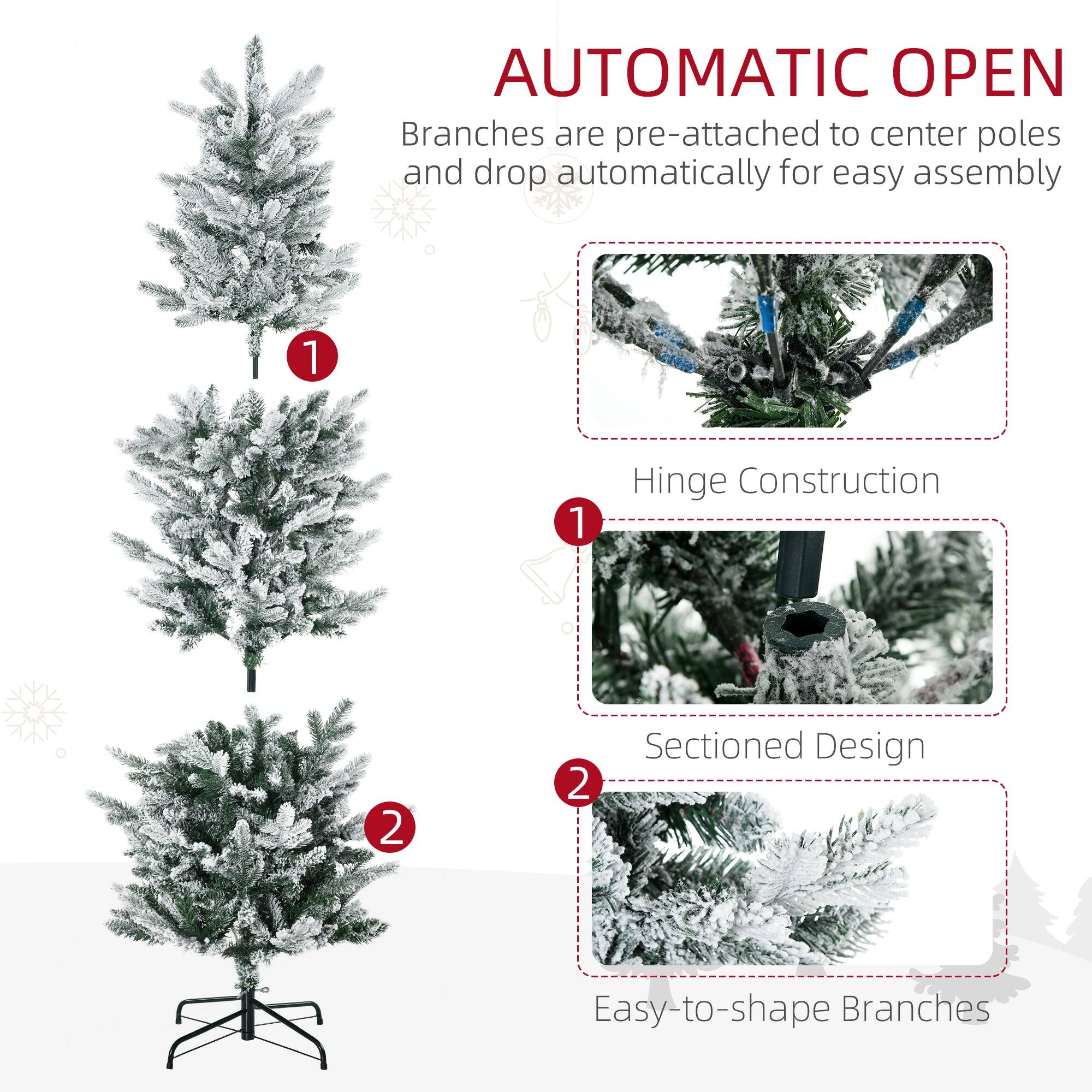 **AUTOMATIC OPEN**

Branches are pre-attached to center poles and drop automatically for easy assembly

1. Hinge Construction
2. Sectioned Design
3. Easy-to-shape Branches