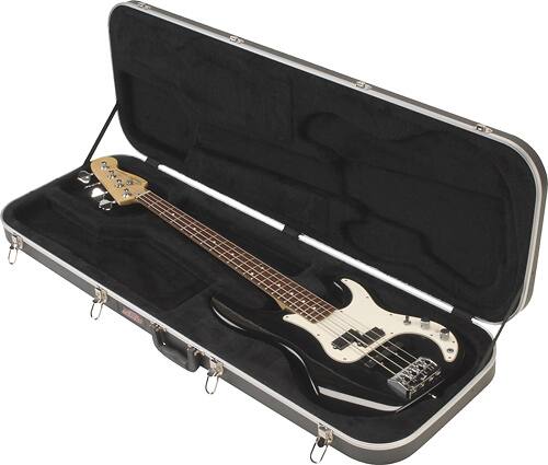 Front. SKB - Guitar Case for Most Standard-Size Electric Bass Guitars - Black.