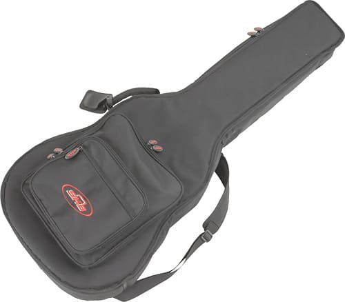 Front. SKB - Hard Side Gig Bag for Most Dreadnought Acoustic Guitars - Black.