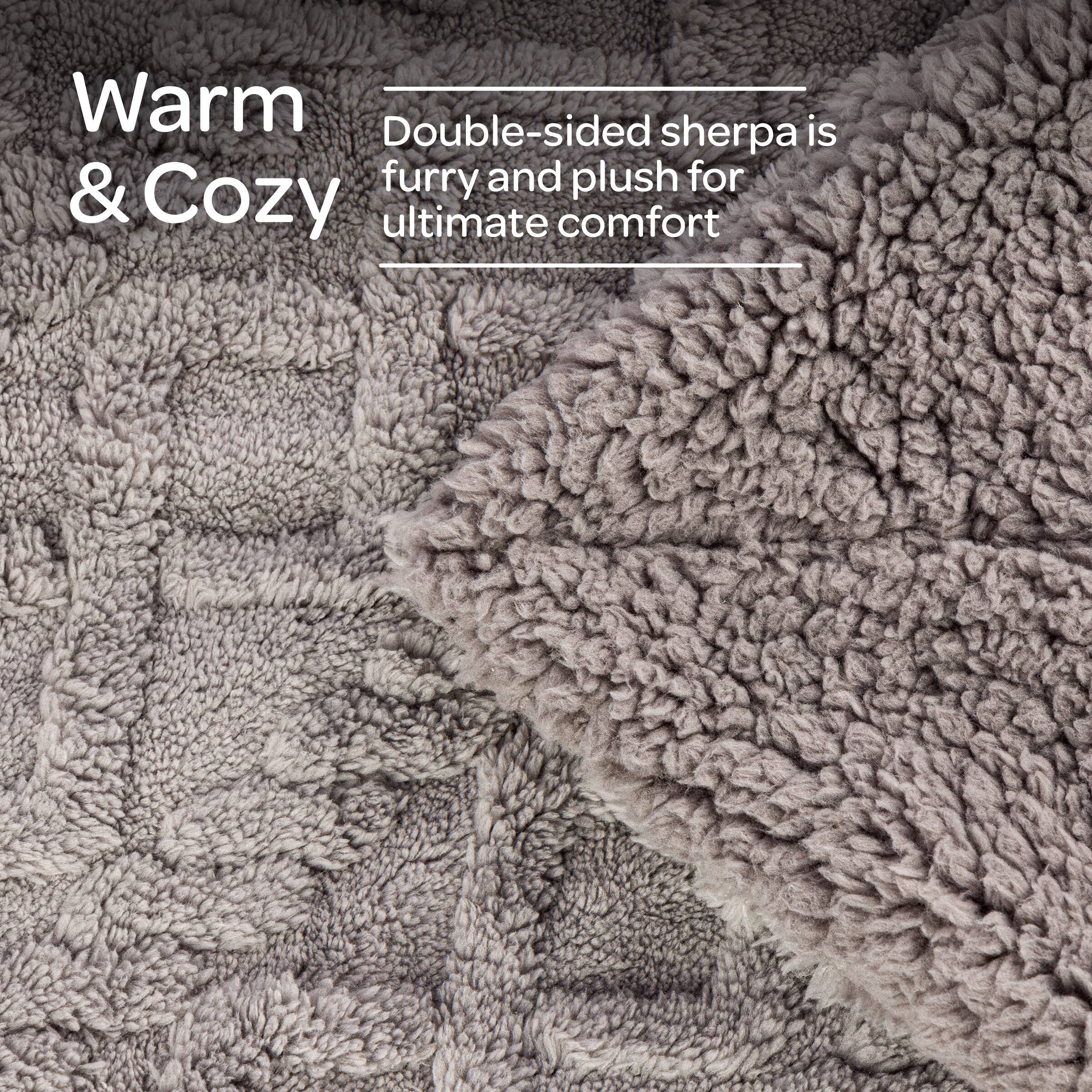 Warm & Cozy

Double-sided sherpa is furry and plush for ultimate comfort