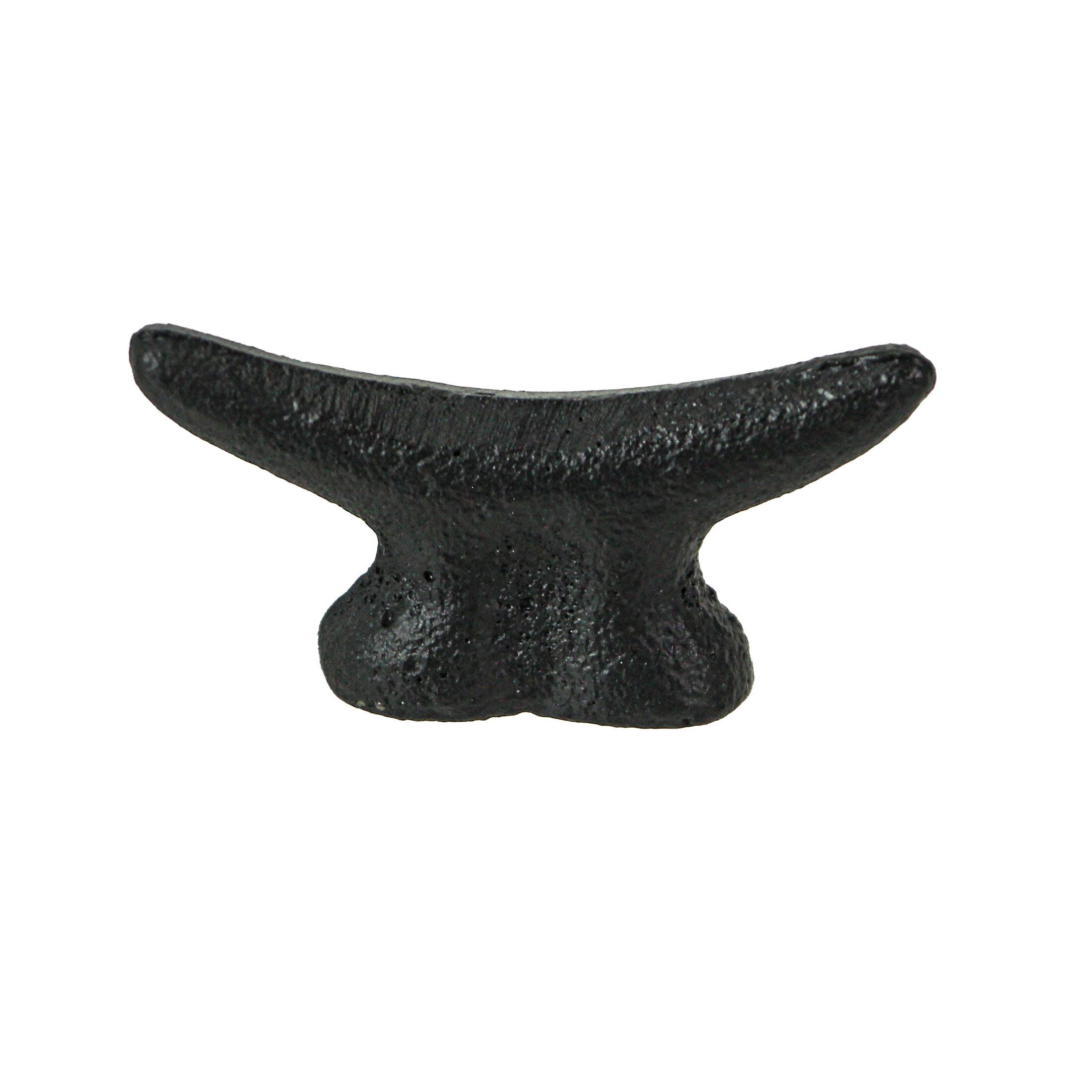 Front. Zeckos - 2.5 In Cast Iron Black Nautical Cleat Drawer Pulls Cabinet Knobs Set of 6 - Black.