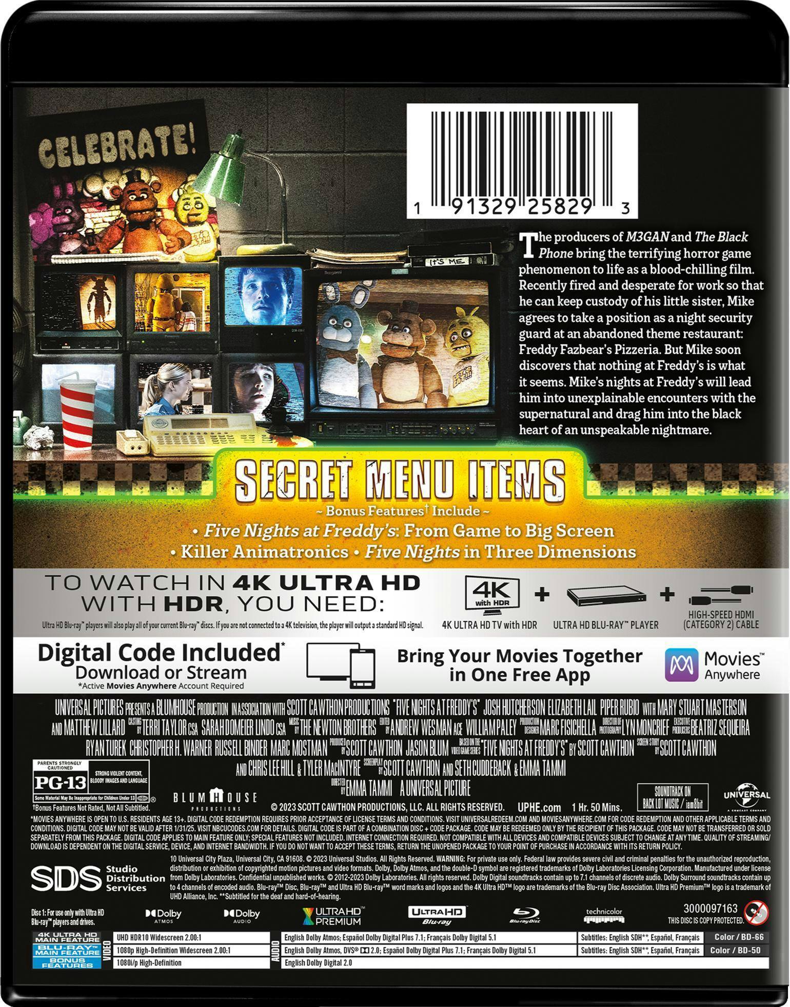 Back. Five Nights at Freddy's   - 4K Blu-Ray.