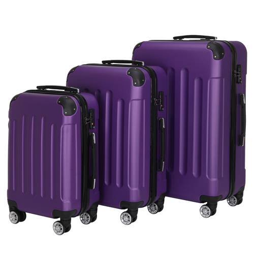 Alt View 3. Winado - 20"/24"/28" 3-Piece Hardshell Carry-On Luggage Set, Lightweight ABS Suitcase with Spinner Wheels & TSA Lock - Purple.