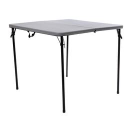 Alamont Home - 2.83-Foot Square Bi-Fold Plastic Folding Table with Carrying Handle - Gray