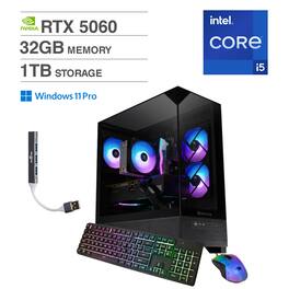 iBUYPOWER - Element SE Desktop PC (Intel i5-14400F, 32GB DDR5, 1TB PCIe SSD, Win 11 Pro) w/USB Hub - Black