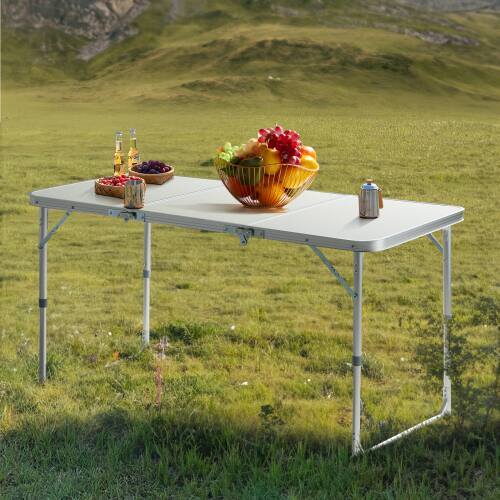 Alt View 5. Winado - 4FT Portable Camping Folding Table, Aluminum Table with Adjustable Height, 3 Fold Lightweight for Indoor Outdoor Party - White.