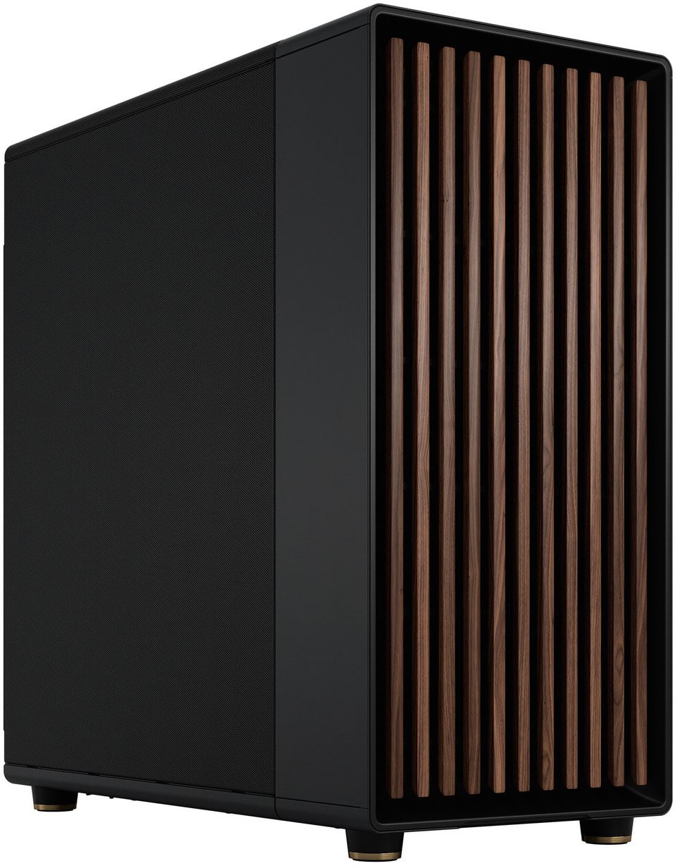 Fractal Design - North XL Charcoal Black EATX, ATX, microATX, Mini-ITX Chassis with Walnut Front and Mesh Side Panel Mid Tower PC Case - Black - Front_Zoom