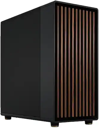 Front. Fractal Design - North XL Charcoal Black EATX, ATX, microATX, Mini-ITX Chassis with Walnut Front and Mesh Side Panel Mid Tower PC Case - Black.
