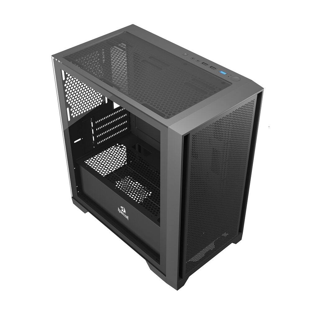 Angle. REDRAGON - PAKTIS 2 GC-540 M-ATX Tempered Glass Gaming PC Case - Black.