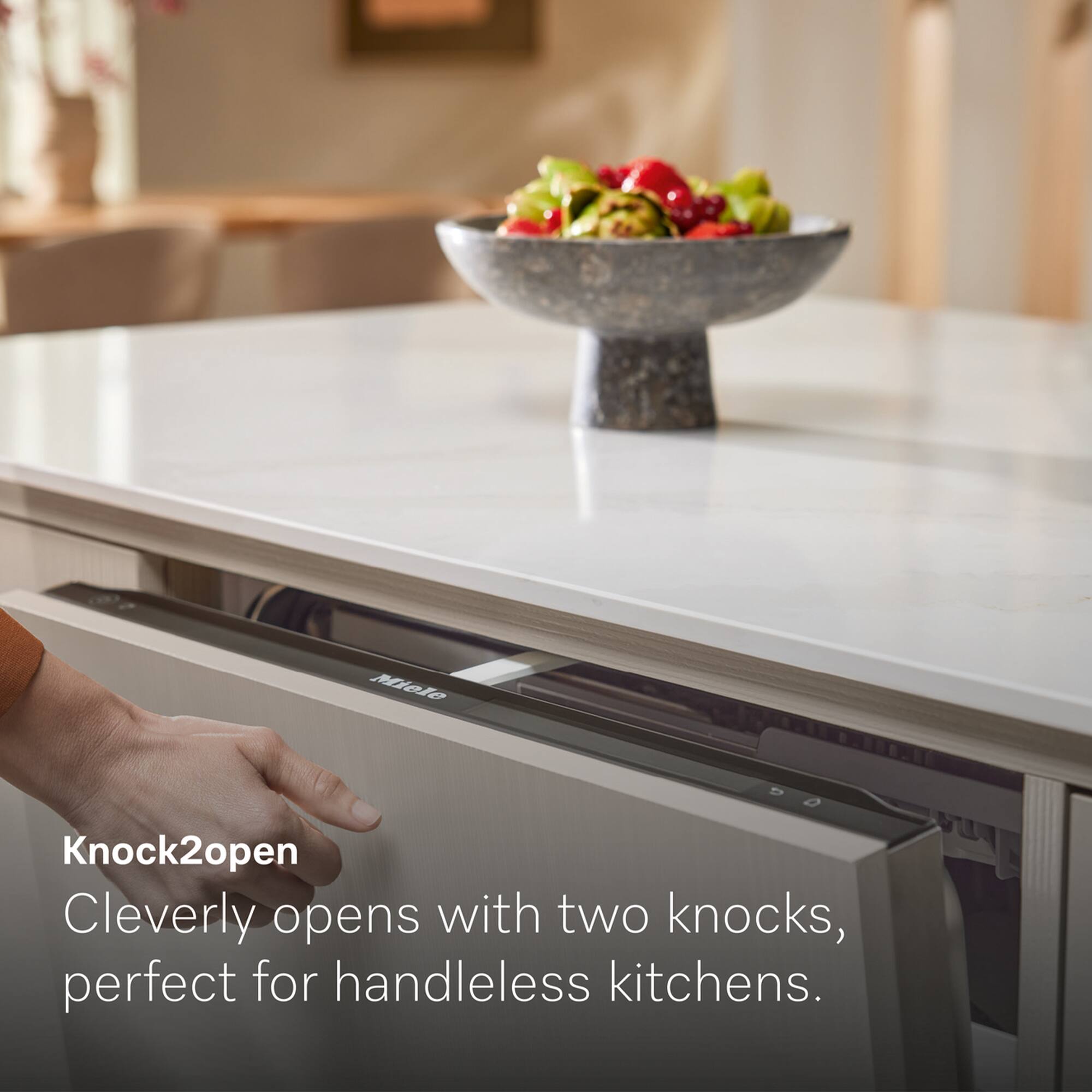 Knock2open  
Cleverly opens with two knocks, perfect for handleless kitchens.