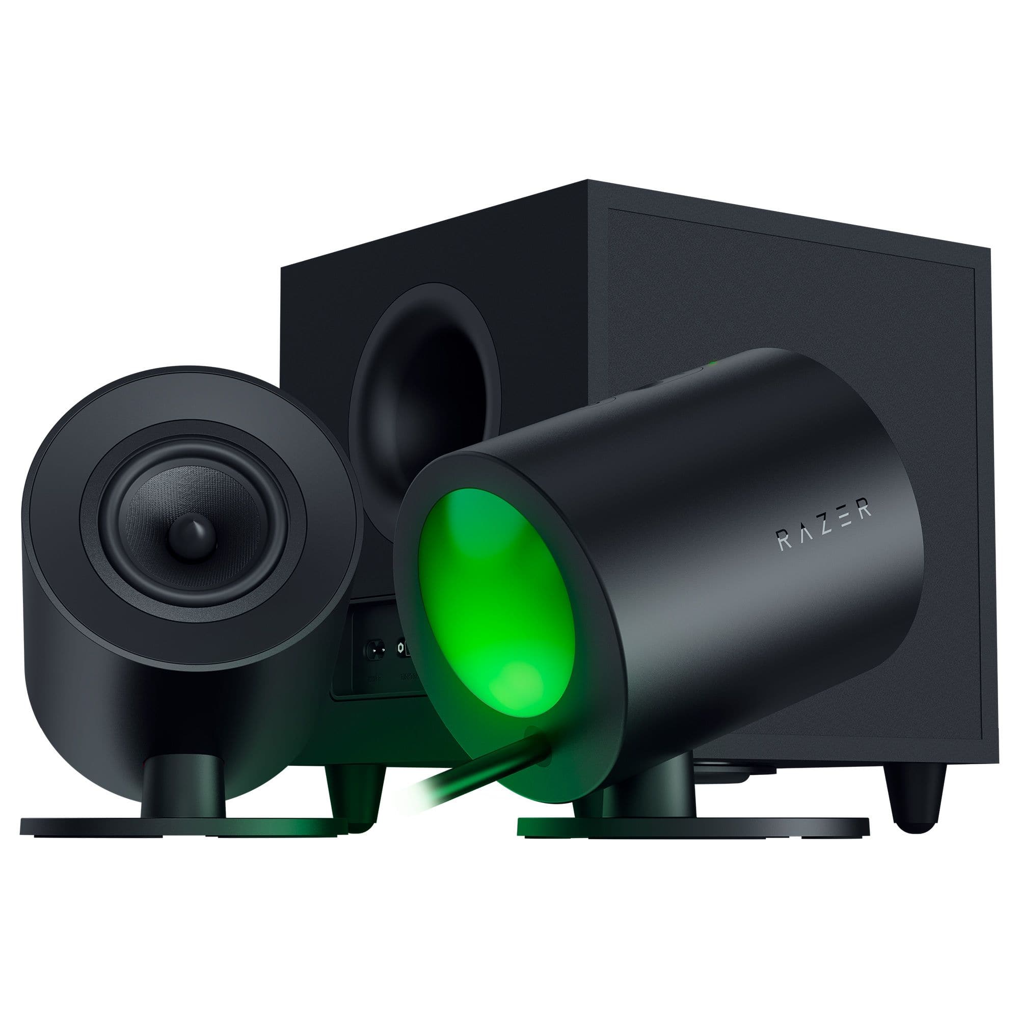 Razer - Nommo V2 Full-Range 2.1 Bluetooth PC Gaming Speakers with Wired Subwoofer (3 Piece) - Black - Front_Zoom
