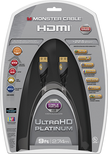 japon Bewonderenswaardig donker Monster Platinum Line 9' 4K Ultra HD In-Wall HDMI Cable Black 140802-00 -  Best Buy