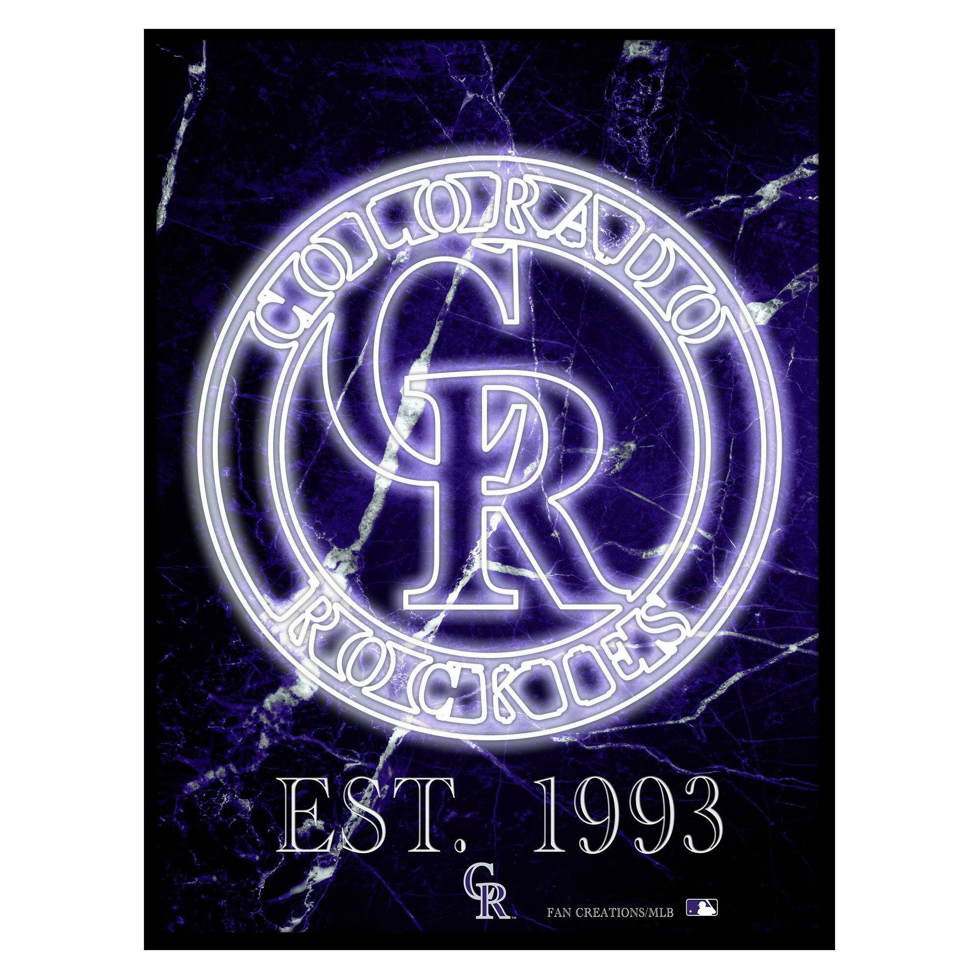 Black Colorado Rockies 12'' x 16'' Framed Circle Logo Print