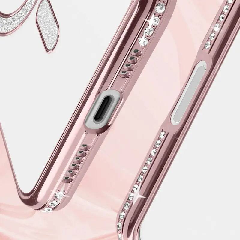 Alt View 1. Entronix - Entronix [Magnetic] Case for iPhone 17 - [Clear Back] Luxury Diamonds - Gold.