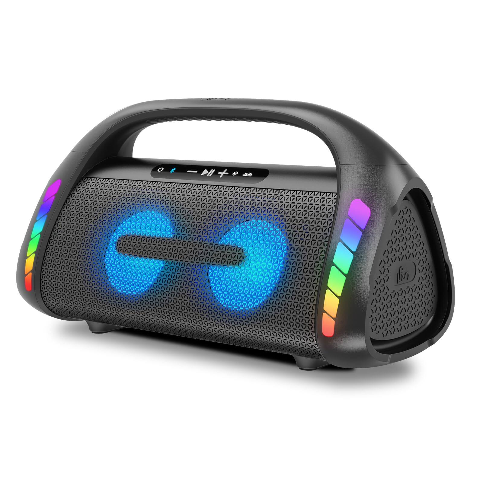 Front. Dazzed Corner - Bluetooth Speaker with Deep Bass, Portable Outdoor Speaker - Black.