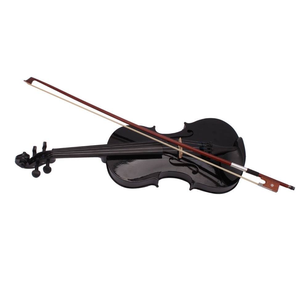 Angle. Home Collection - 4/4 Size Student Acoustic Violin Fiddle with Case, Bow, and Rosin - Black - Black.