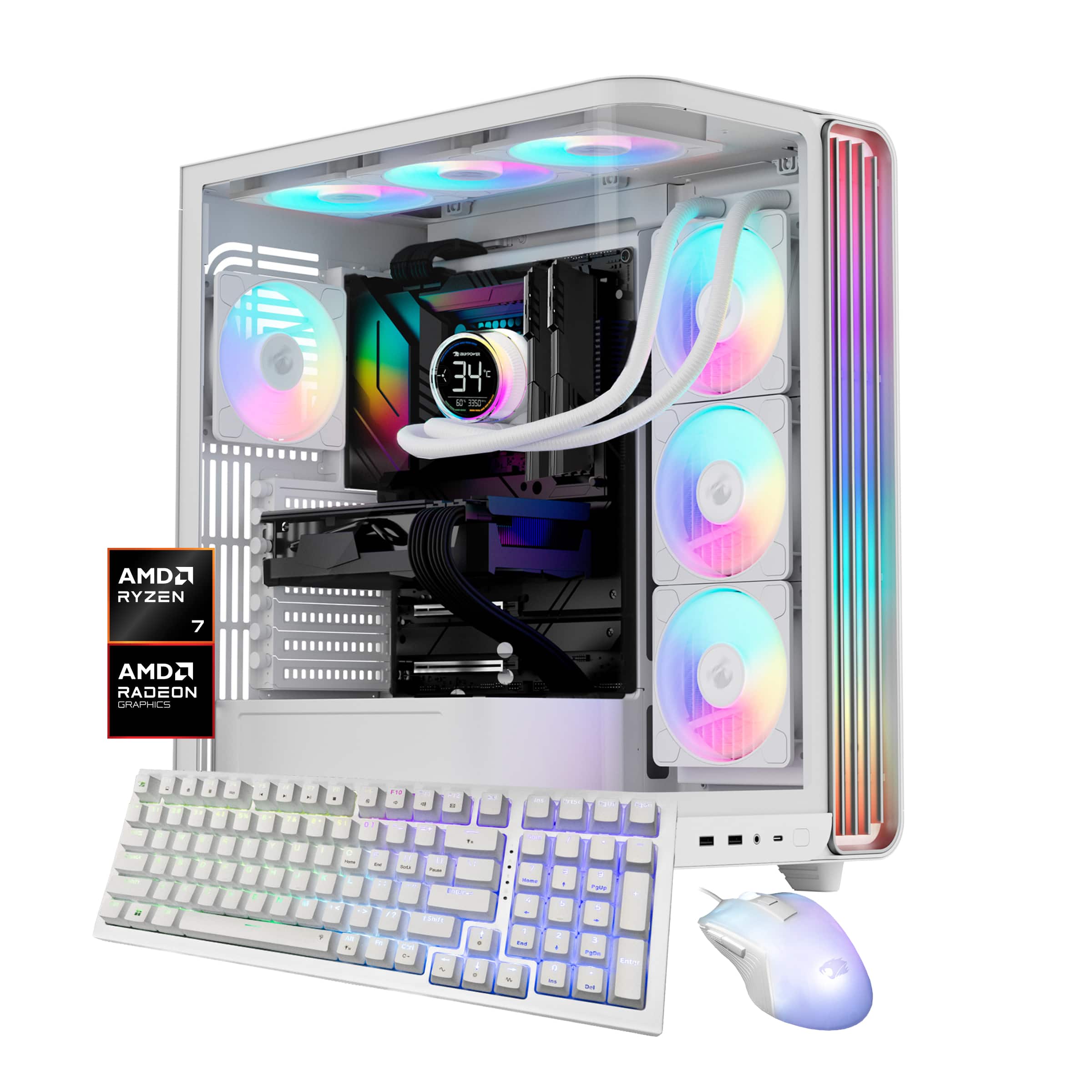 Ibuypower | | Trace Gaming Desktop PC AMD Ryzen 7 9800X3D 2025 AMD Radeon RX 9070XT 16GB 32GB DDR5 RGB 2TB NVMe SSD Storage | White | Best Buy