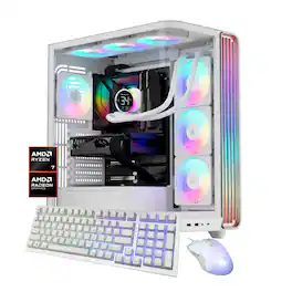 iBUYPOWER - Trace Gaming Desktop PC AMD Ryzen 7 9800X3D 2025 AMD Radeon RX 9070XT 16GB 32GB DDR5 RGB 2TB NVMe SSD Storage - White