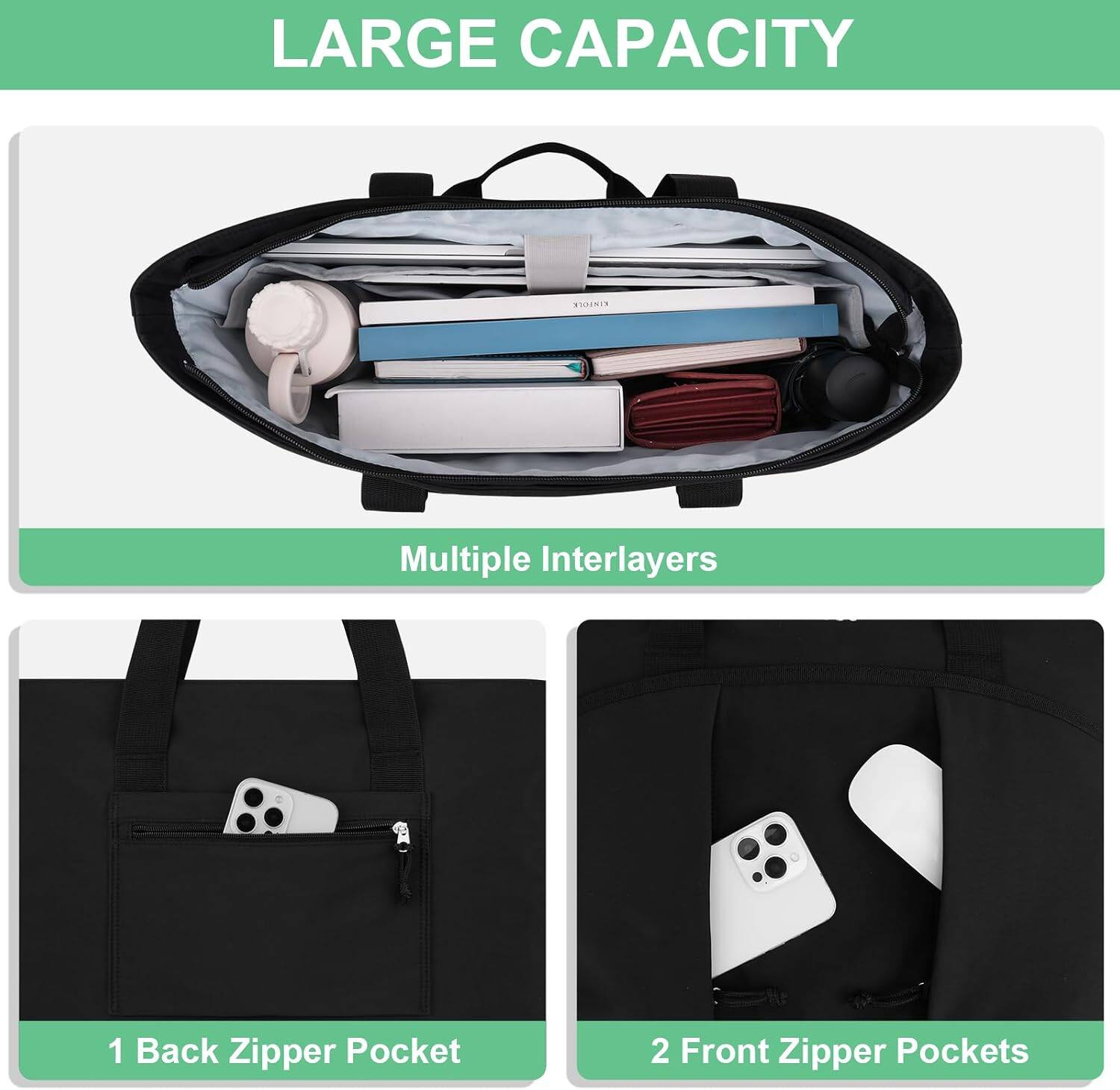 LARGE CAPACITY

KINFOLK

Multiple Interlayers

1 Back Zipper Pocket

2 Front Zipper Pockets