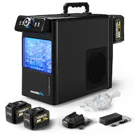 Homevol - Portable Ice Maker for Indoor & Outdoor Use, Battery Powered or Plug-in, 5.5H Runtime, Portable for Camping & RV - Black