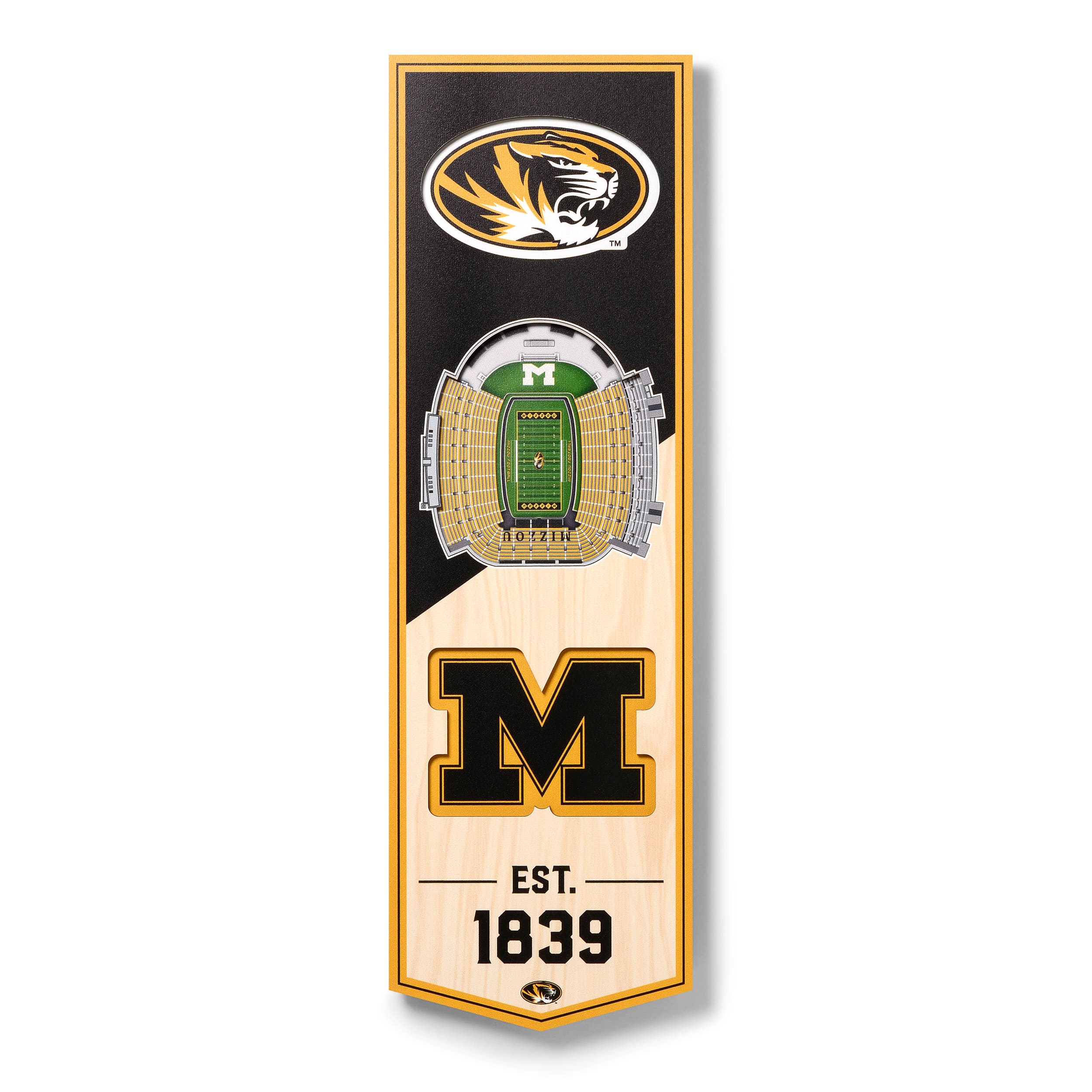 YouTheFan - Missouri Tigers 6'' x 19'' 3D StadiumView Banner - Multicolor price history on PriceWatchPro
