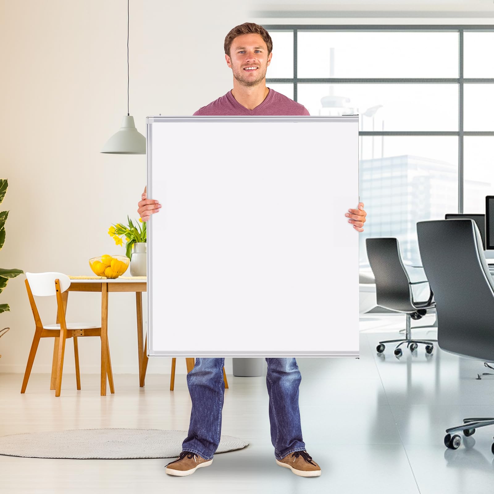 Alt View 1. HOMLUX - Bulletin Boards Dry Erase 60x48, Whiteboard Maxtek Dry Erase Boards, Aluminum Presentation Wall-Mounted Marker Board - White.
