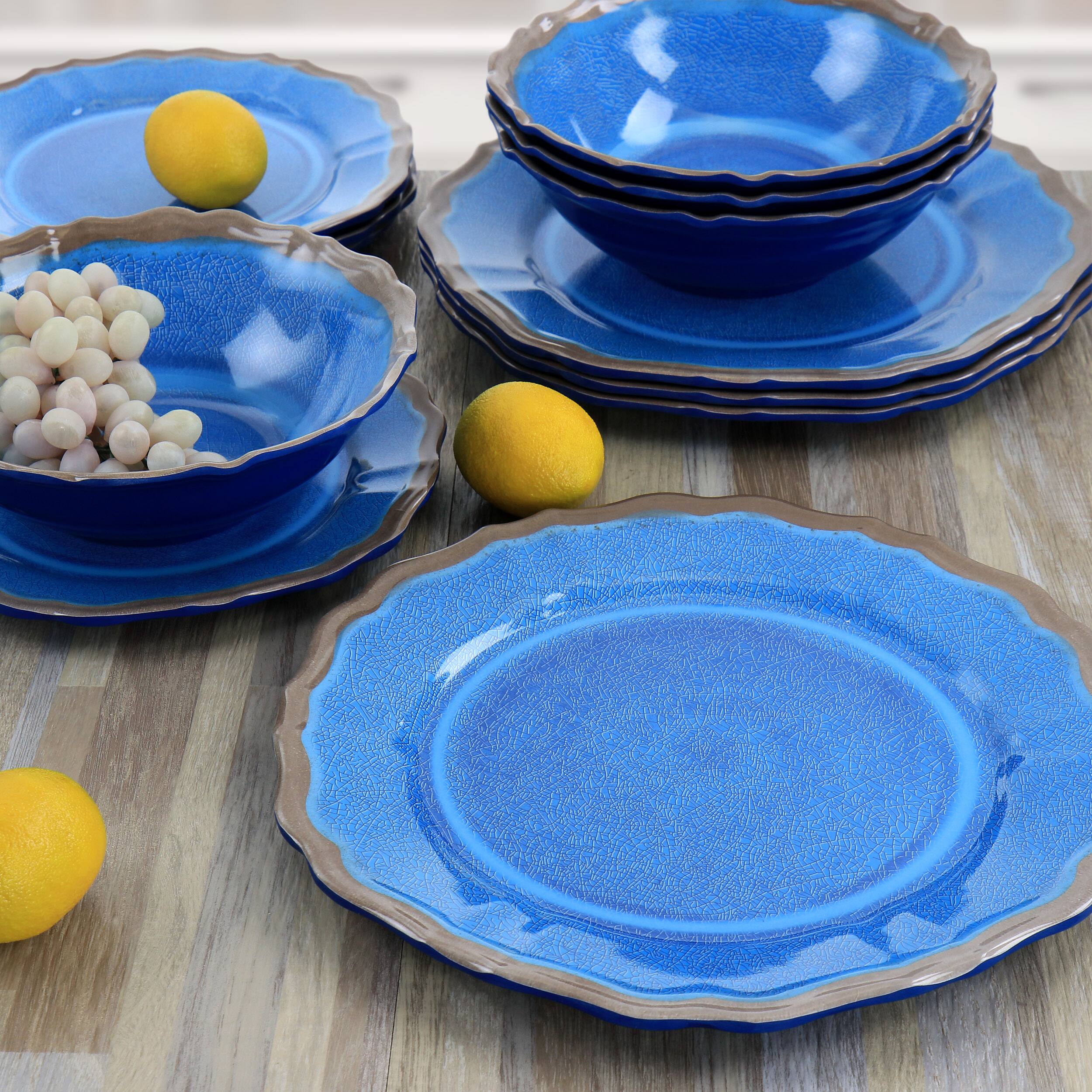 Alt View 6. Elama - Elama Roma 12 Piece Melamine Dinnerware Set in Blue - Blue.