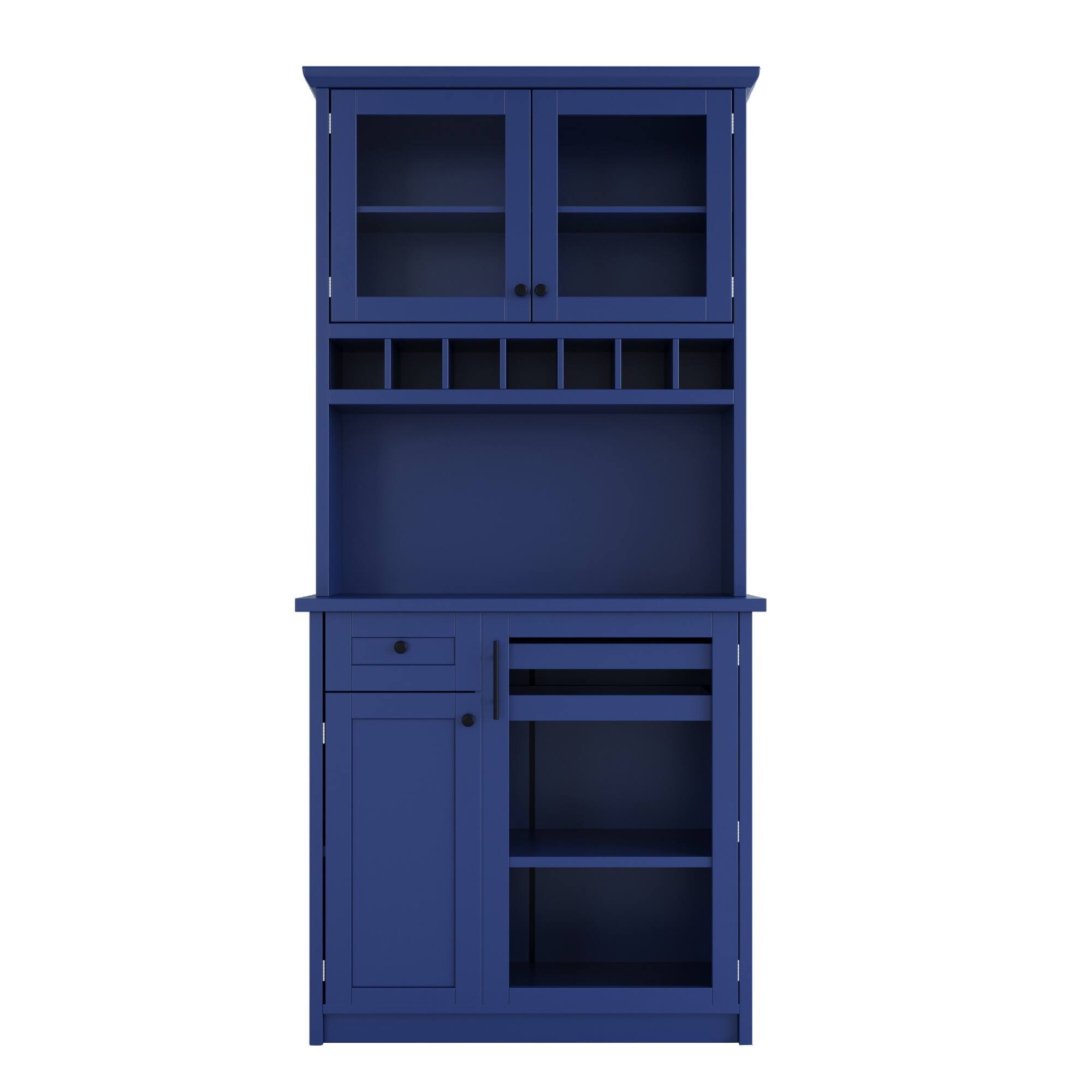 Alt View 2. Spaco - Spaco 35" Farmhouse Pantry Cabinet Buffet, Freestanding Kitchen Hutch with Wine Rack, Adjustable Shelves for Dining Room - Blue.