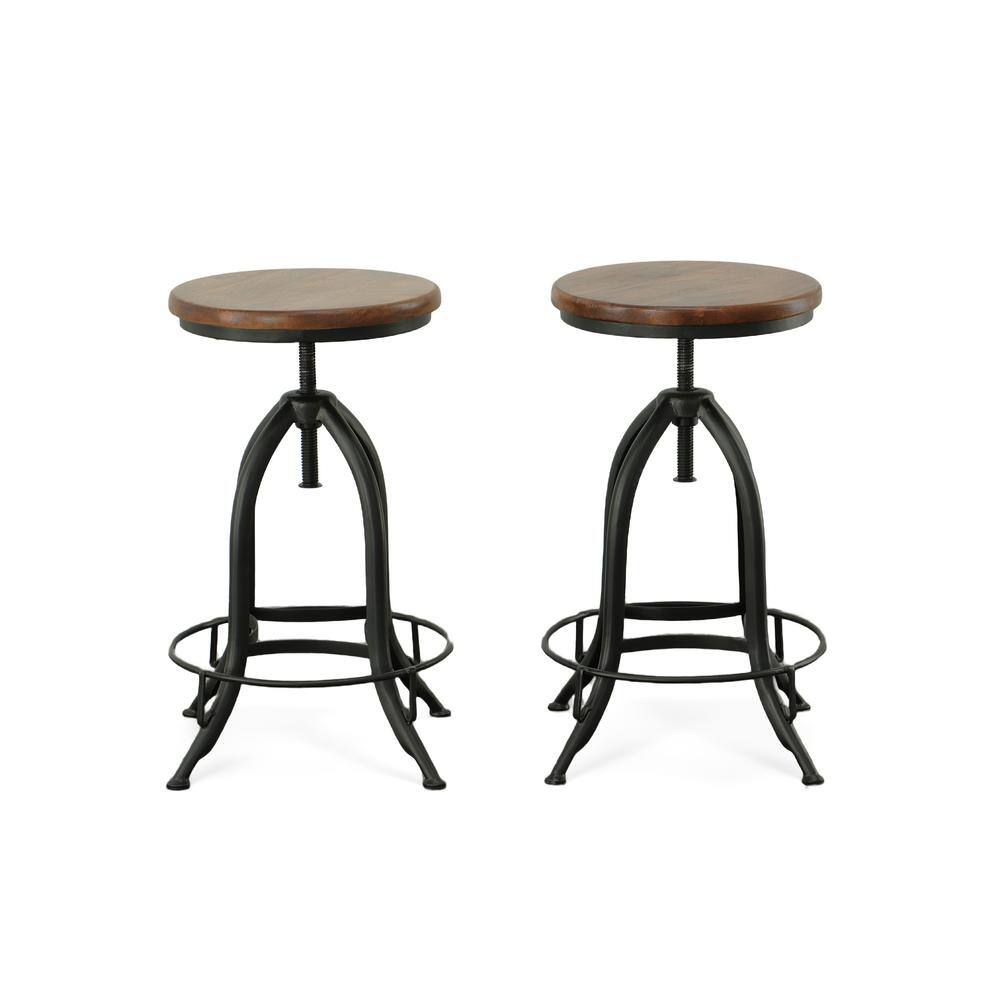 Alt View 3. Carolina Chair & Table - Ryder Adjustable Barstool - Chestnut Seat - Black Base - Chestnut, Black.