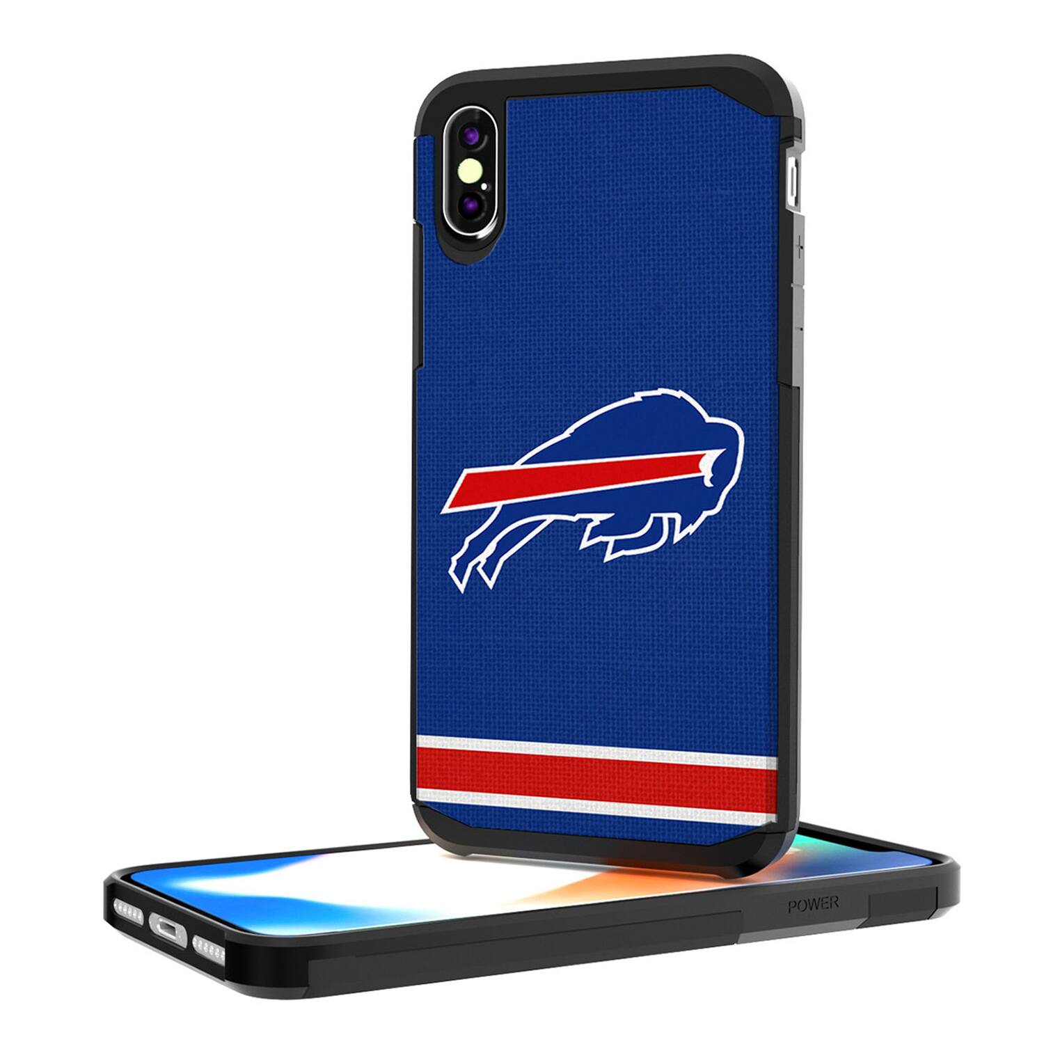 Alt View 2. Keyscaper - Buffalo Bills iPhone Rugged Stripe Design Case - 14 Pro - Multicolor.