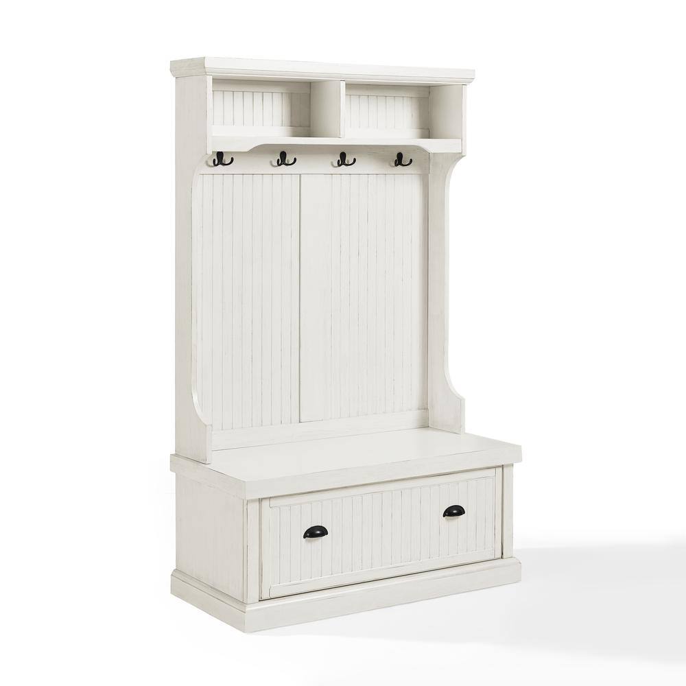 Alt View 1. Crosley Furniture - Seaside Hall Tree - Distressed White.