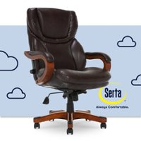 Serta - Conway Big and Tall Bonded Leather Bentwood Executive Chair - Biscuit - Front_Zoom
