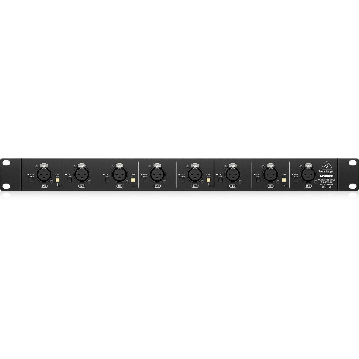 M  
181  
LAS 11  
IN M  
WT  
. PT -  
INS  
LISA 14  
. IFT (V)  
NA  
. UFT (V)  
as  
LINK H  
a UIT (M)  
NS  
. UF  
out  
LIK H  
DE (A)  
NI  
behringer MS8000 ULTRA-FLEXIBLE 8-CHANNEL SPLITTER