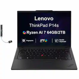 Lenovo - Upgraded - ThinkPad P14s Workstation 14.0 WUXGA (AMD Ryzen AI 7 350, 64GB DDR5, 2TB PCIe SSD, Win 11 Pro) w/USB Hub - Black