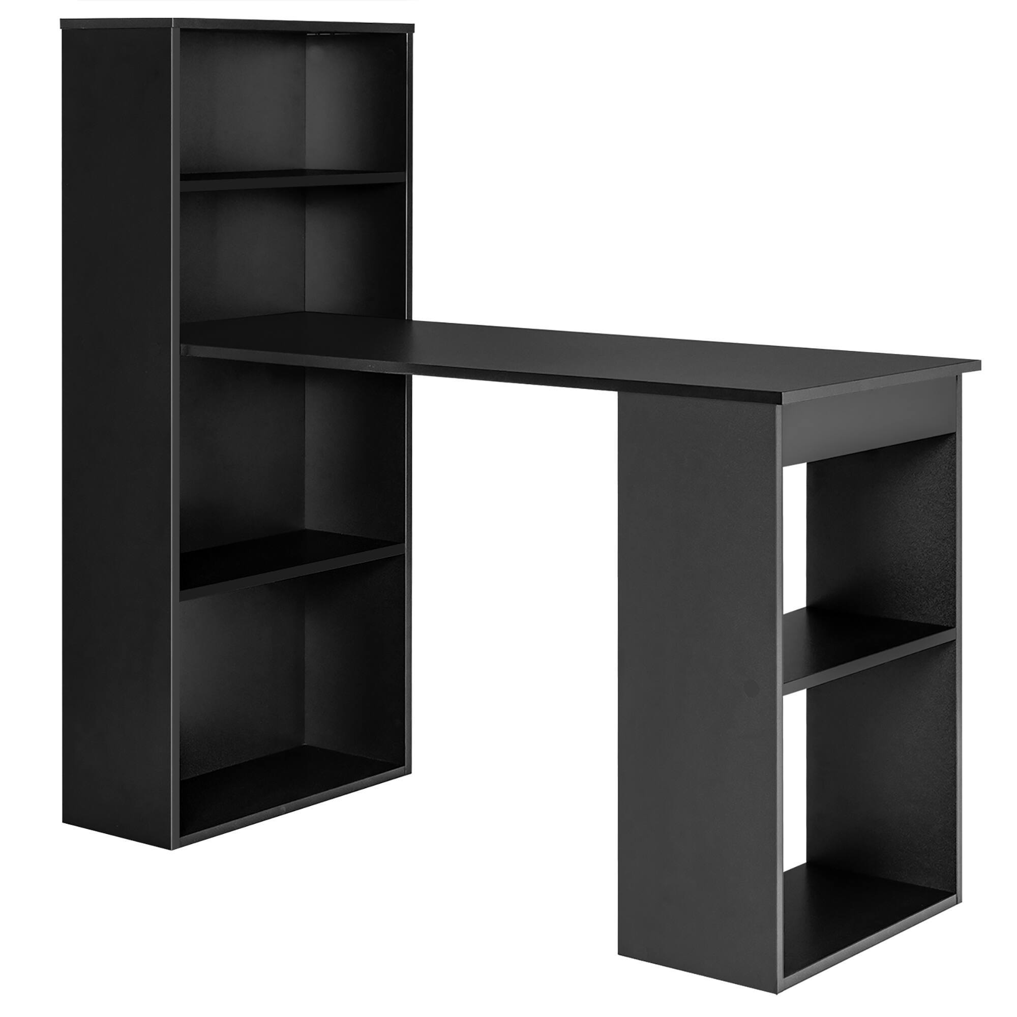 Angle. Costway - Costway Computer Desk Writing  Workstation Office w/6-Tier Storage Shelves Black - Black.