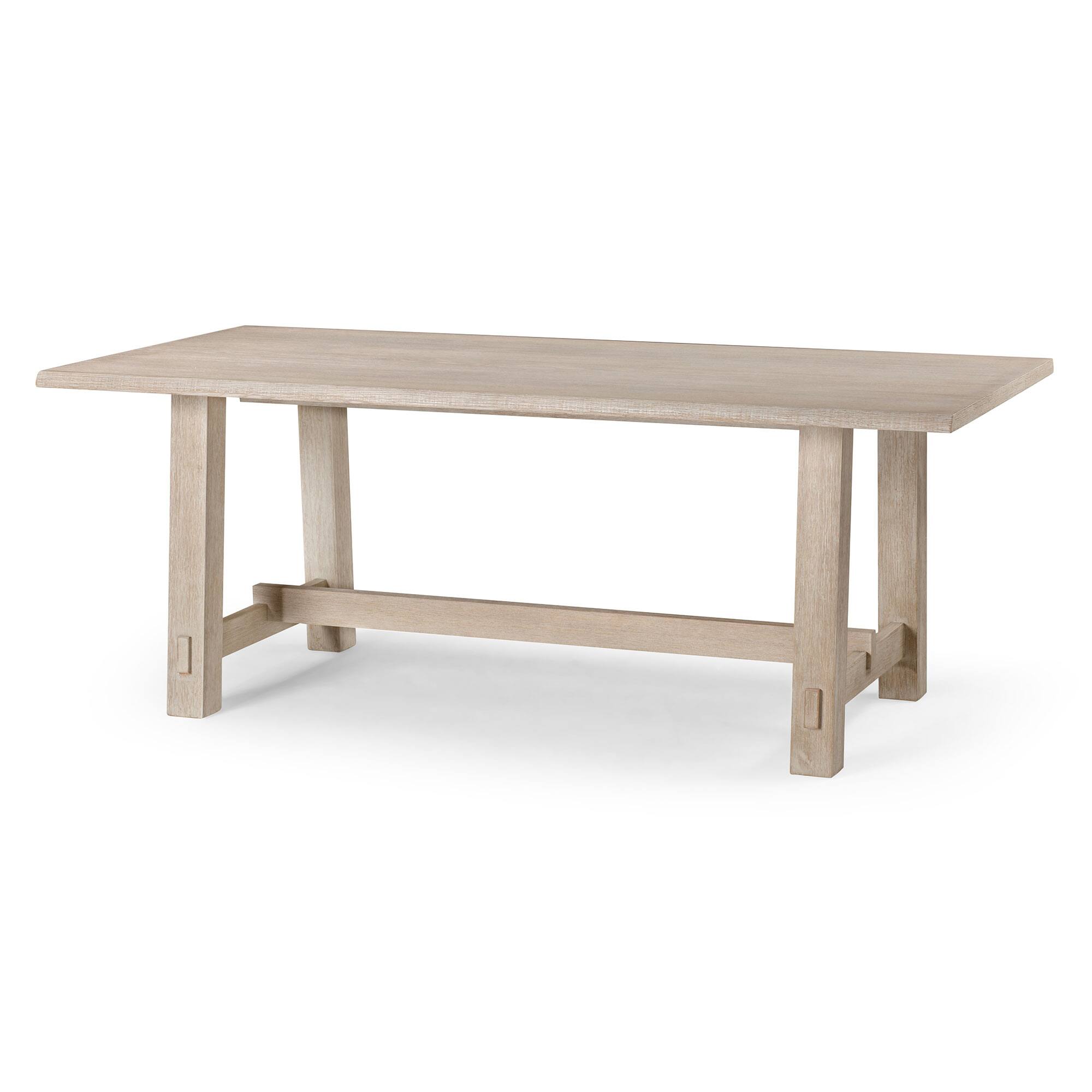 Front. Maven Lane - Maven Lane Yves Rectangular Wooden Dining Table in Weathered White Finish - White.