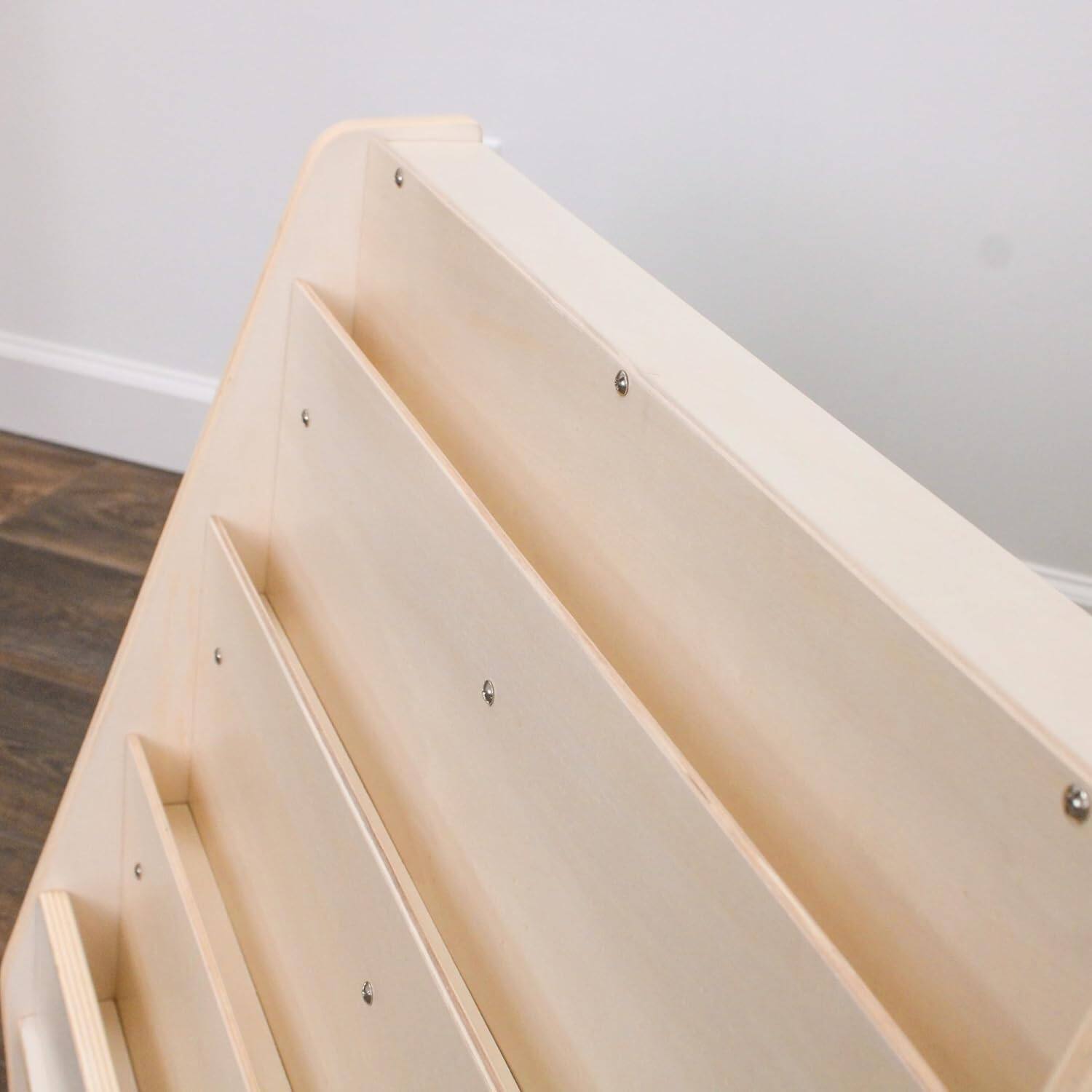 Alt View 4. Children's Factory - Mobile 4-Shelf Book Display with Storage - RTA - Wooden.