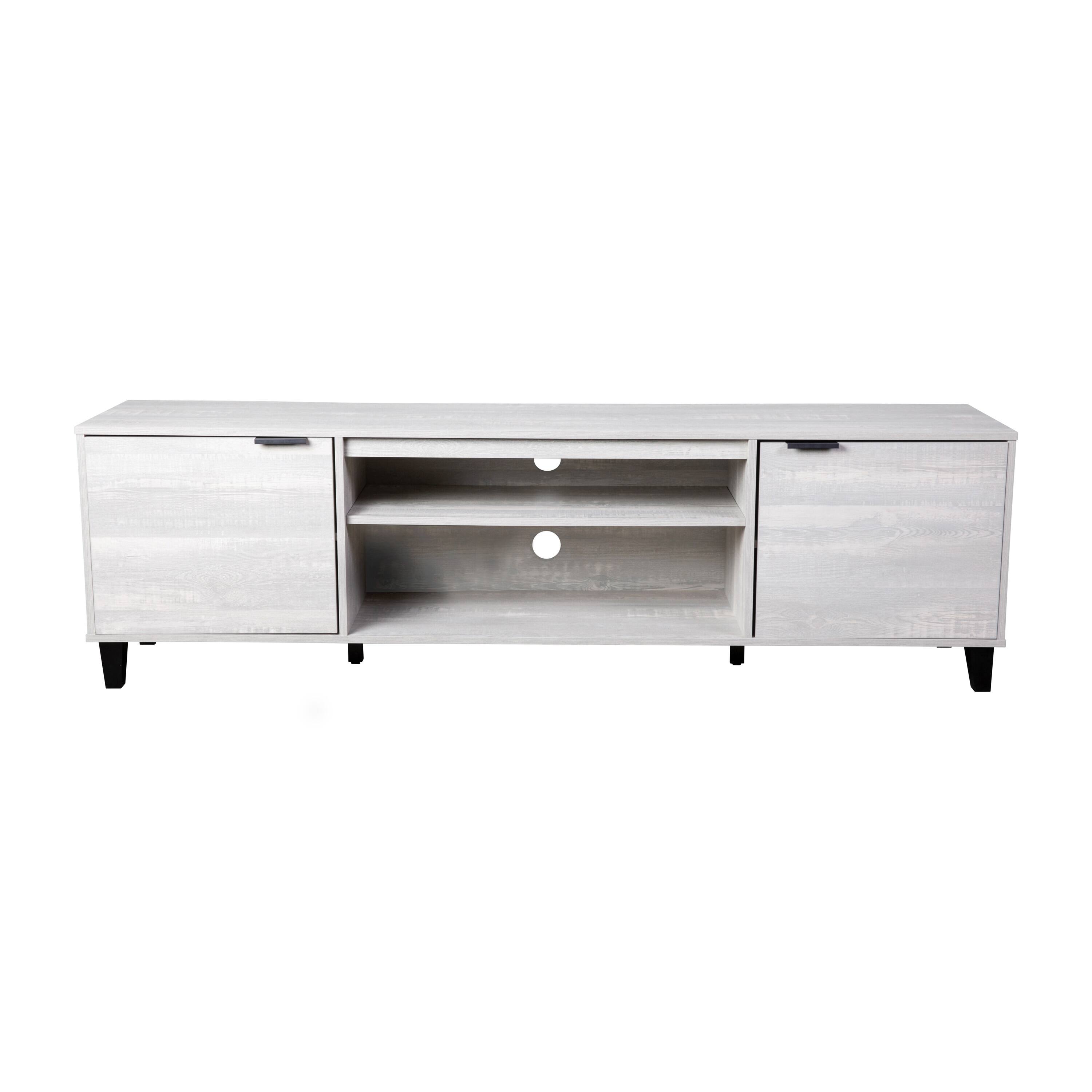 Alt View 9. Emma + Oliver - Azi Mid-Century Modern TV Stand with Doors and Adjustable Shelves - Gray.