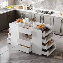 Famapy - Kitchen Island: Clear - View Storage + Modular Smart Design - White