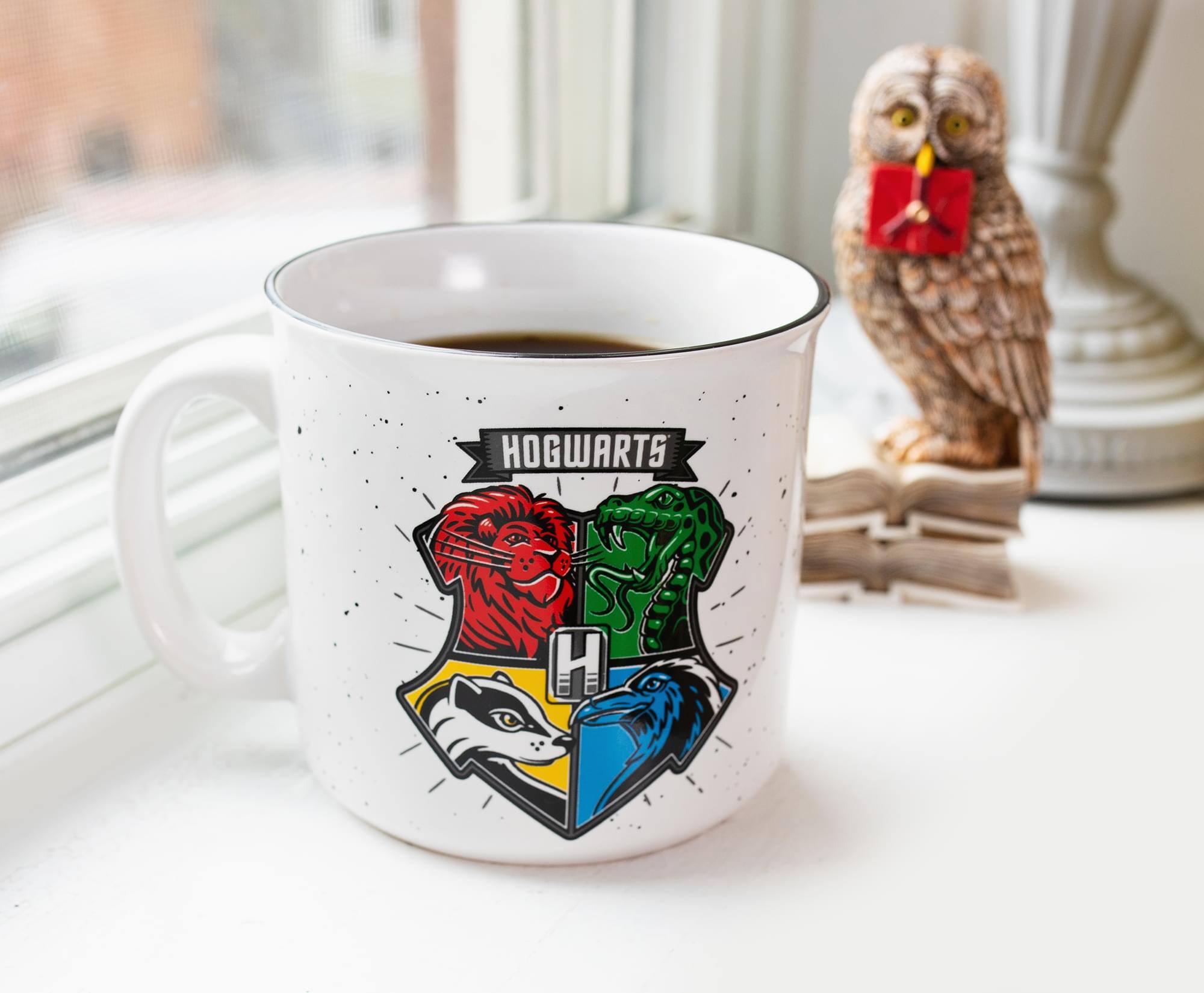 Alt View 4. Harry Potter - Harry Potter Hogwarts Crest Ceramic Camper Mug | Holds 20 Ounces - Red.