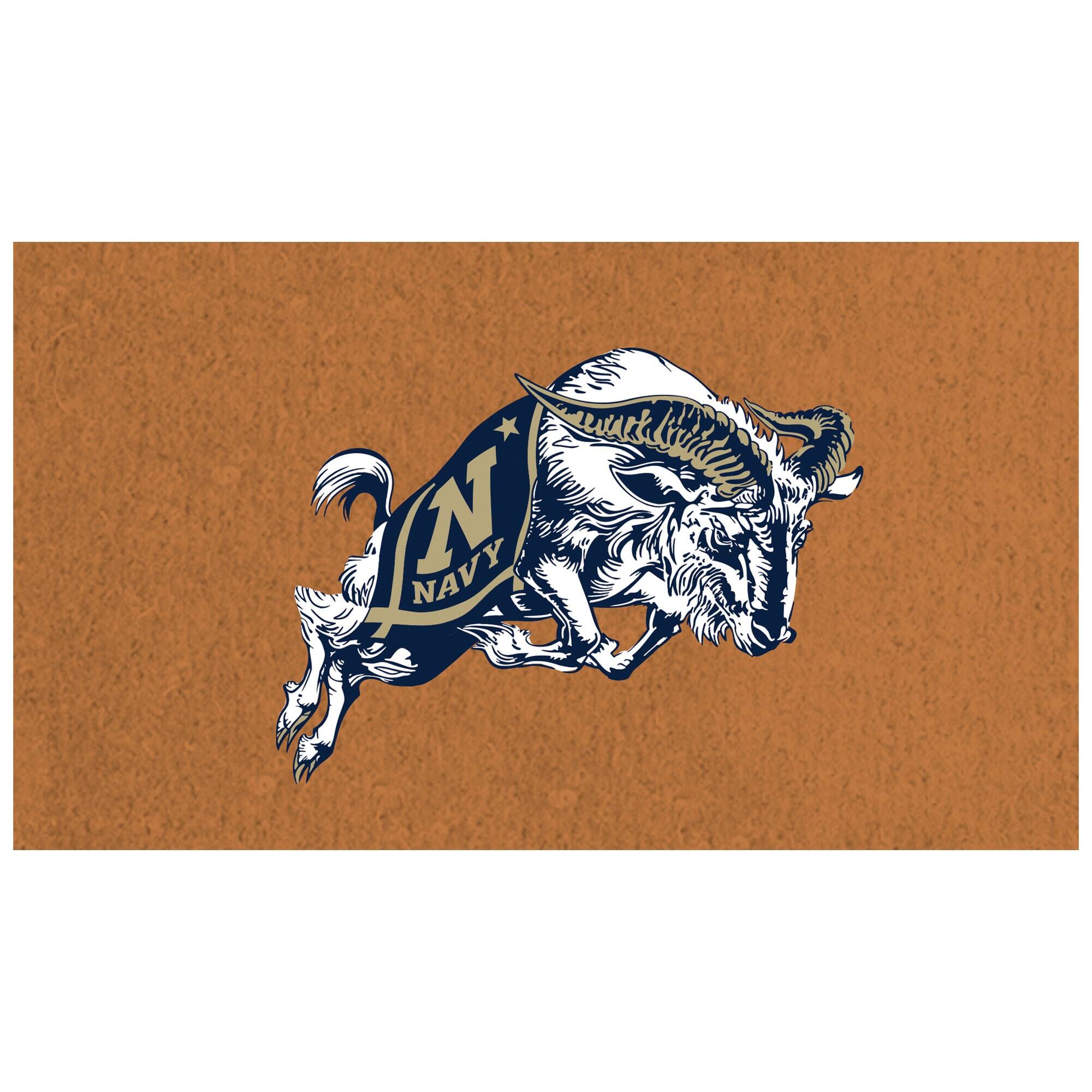 Front. Evergreen Enterprises - Navy Midshipmen 28" x 16" Logo Turf Mat - Multicolor.